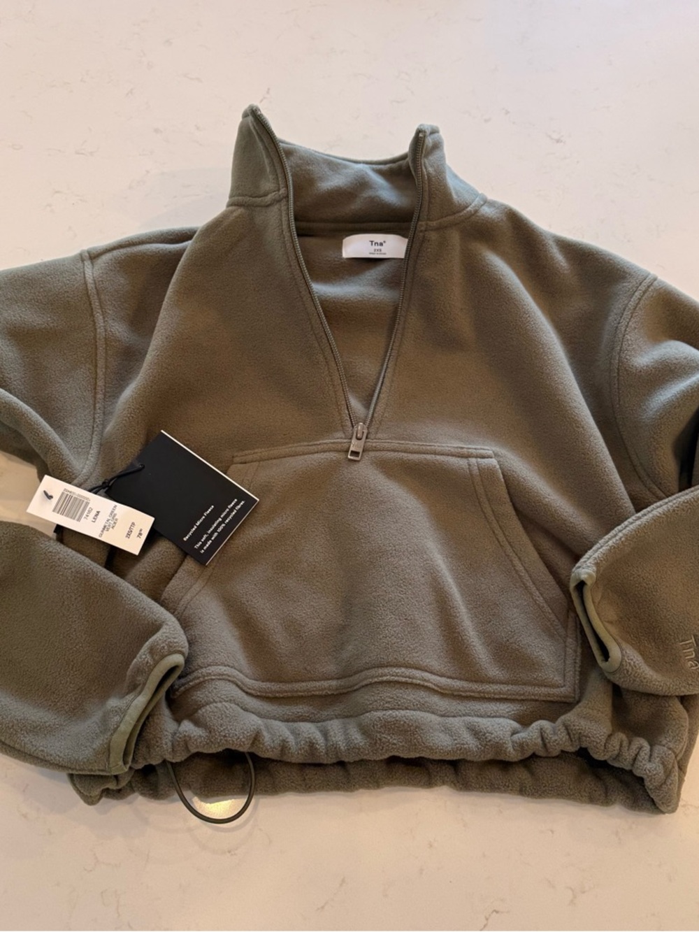 TNA Olive Green Quarter-Zip Fleece Pullover